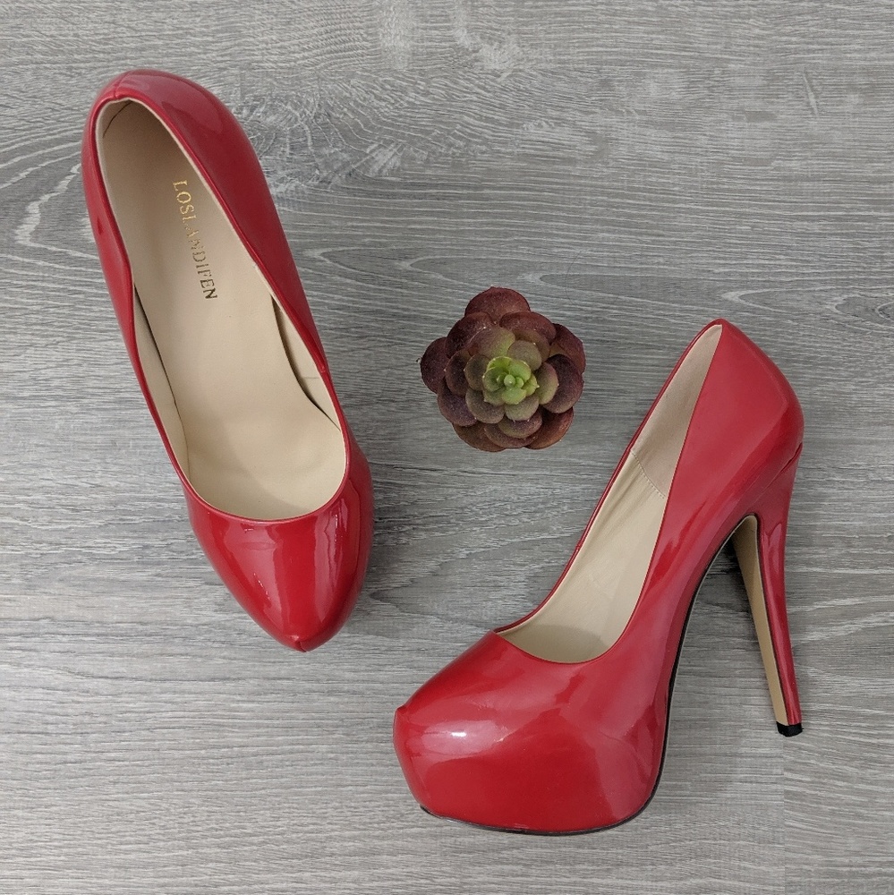 Loslandifen Red Patent Leather Heels Size 11